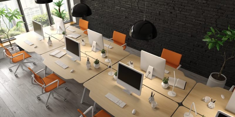 Interior of modern office room 3 D rendering